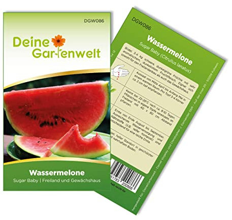 Wassermelonen Sugar Baby Samen - Citrullus lanatus - Wassermelonensamen - Obstsamen - Saatgut für 10 Pflanzen