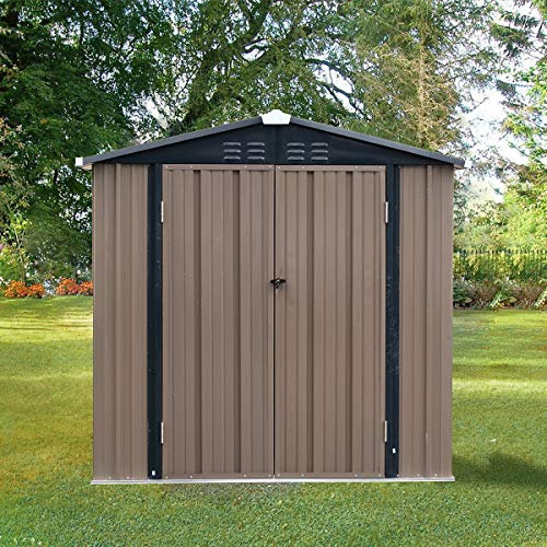 Metal Outdoor Garden Storage Lockable Bike Shed Tool Building Box with Foundation Ventilation 3 Sizes (6FT x 4FT)
