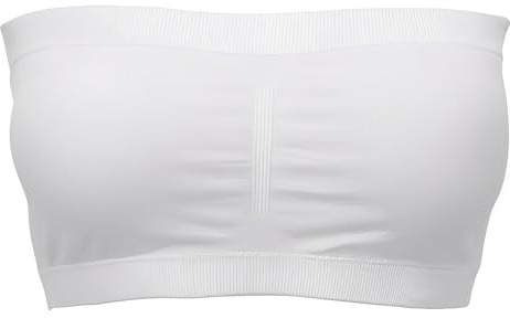 Alleen Damen Trägerloser BH Gepolster Atmungsaktiv Stretch Bra BH Ohne Träger Nahtlos Bandeau Top (S, Weiß)