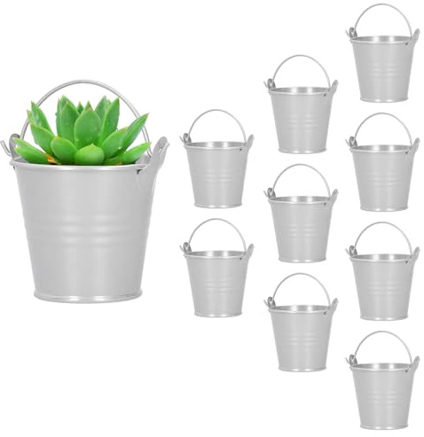 10 Stück Mini Eimer Hochzeit Party Taufe Süßigkeiten Bonbons Tischdeko Bonboniere Mit Tragegriff, 10 Mini Metalleimer, Mini Eimer Für Snacks, Süßigkeiten, Pommes Frites, Tischdeko & Partys 4,4X5,5cm
