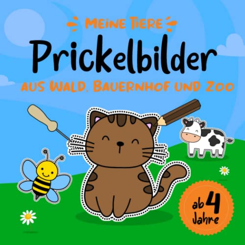 Prickelbilder ab 4 Jahre Tiere aus Wald Bauernhof und Zoo: Prickelblock & Prickelbuch zum basteln,Bastelbuch mit Prickelbilder Ideen für ... im Kindergarten als Prickelset & Bastelset
