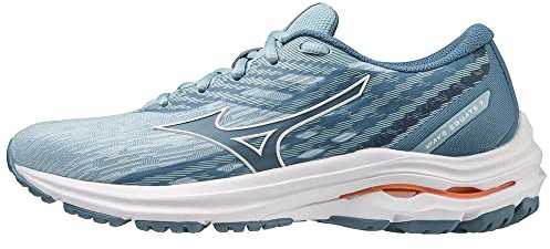 Mizuno Wave Equate 7 Straßen-Laufschuh für Damen, Forget Me Not White Light Orange, 39 EU
