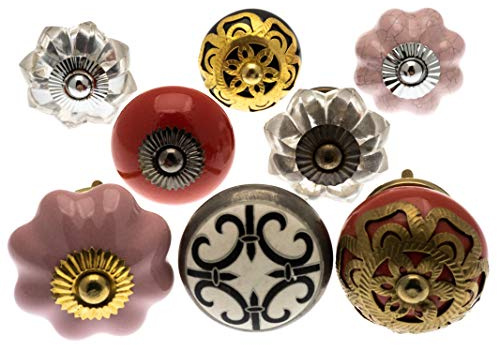 Mango Tree Cupboard Knobs - Decorative Bohemian Shabby Chic Designs Ceramic Door and Drawer Handles – Vintage Home Décor Set of 8