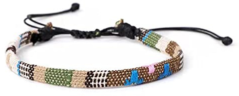 Wagoodter Bracciale elasticizzato intrecciato regolabile Bracciale cavigliera intrecciata unisex da spiaggia Corda sottile colorata