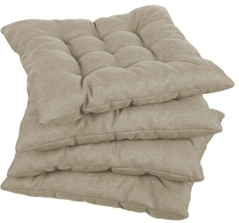 Gutekissen® Stuhlkissen gesteppt Quadrat Polsterauflage Auflage für Stühle/Bänke für Haus und Garten Sitzauflage Gartenkissen Sitzkissen viele Farben (45x45, Beige, 4)