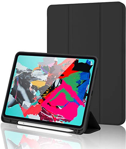 Hülle für iPad A16 11. Generation 2025 11 Zoll/ipad 10. Generation 10.9 Zoll 2022 Hülle Flexible TPU Rückseite, stoßfeste Schutzhülle mit stifthalter mit Auto Schlafen/Wachen, Schwarz