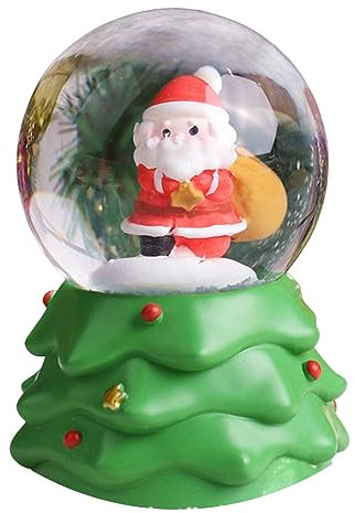 Reuvv Adorno de globo de nieve de Navidad con adornos de música, bola de cristal de nieve para vacaciones, hogar, fiesta, noche