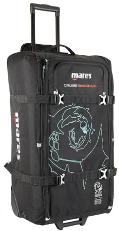 Mares Cruise Backpack – Bolsa de Buceo con Ruedas 120L, asa telescópica, Correas Acolchadas, Bolsillos de Aletas de Drenaje, Viaje avión optimizado