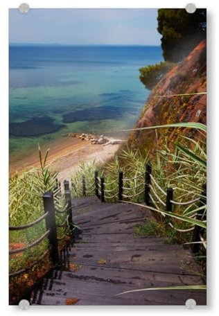 artboxONE Acrylglasbild 90x60 cm Natur Weg zum Meer & Strand - Bild griechenland Landschaft Meer