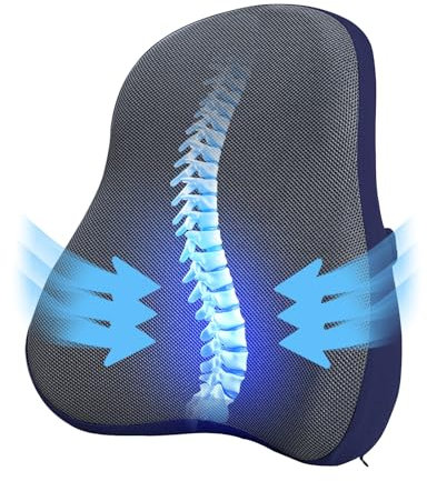 Piashow Ergonomisches RückenKissen, Rückenkissen Auto Rücken-Kissen Lendenkissen für Bürostuhl, Rückenkissen Bürostuhl, Lendenwirbelstütze Rückenkissen für Auto, Zuhause, Büro, Rollstuhl (Marineblau)