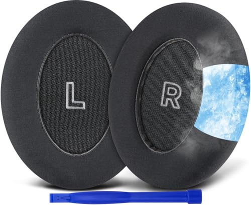 SOULWIT Full Cooling Gel Replacement Ear Pads for Bose QuietComfort Ultra(QC Ultra) Wireless Headphones, Earpads Cushions with Breathable Ice Silk Fabric, Noise Cancelling Foam - Black