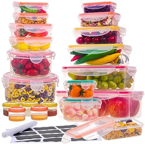 38 Pcs Large Food storage containers with lids airtight-2500ML to Sauces Box - (19 Containers, 19 Lids), Stackable Kitchen BPAFree Leak Proof Plastic Bowls Sets -Microwave Freezer Safe Lunch Boxes