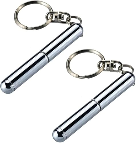 2 Stück Retractable mini pen made of stainless steel Metal Tool Pen Retractable pocket pen keychain Dad gadgets, birthday, Christmas for Students, Office Staff, Construction Workers Car Keychains