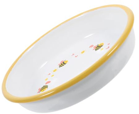Ciieeo Deep Dinner Plate Enamel Serving Bowl Vintage Style Capacity and Versatile for Kitchen Bathroom