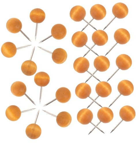 OFFSCH 100stücke Holz Reißzwecken Rundkopf Dekorative Push-pins Für Korktafeln Karten Pinnwände Fotos Boards Metall Reißzwecke Wiederverwendbar Täglicher Gebrauch