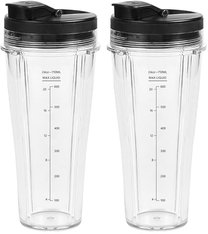 Pieza De Repuesto Para Licuadora Nutri,2 Piezas 710 Ml Batidora Vasos De Repuesto Con Tapas,Piezas Accesorios Para Ninja Blender Para Licuadoras Ninja,SS100,SS101,SS300