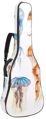 Gitarrentasche mit gelben Zitronen und geschnittenen Früchten, gepolsterte Tasche für Akustikgitarre, Rucksack mit verstellbaren Schultergurttaschen, Mehrfarbig 07, 42.9x16.9x4.7 in, Lässiger