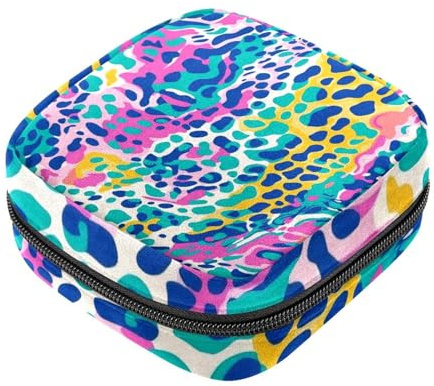 Borsa portaoggetti colorata con motivo leopardato per il primo ciclo mestruale, borsa per donne e ragazze, porta coppetta mestruale femminile