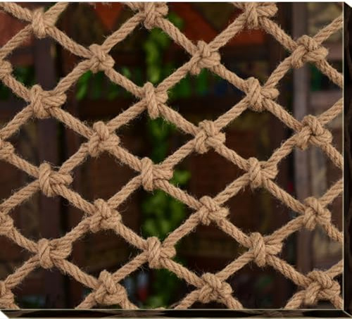 Hanfseilnetz für Sicherheit und Dekoration, Strickleiter für Kinder und Haustiere, Vielseitiges Seilnetz, Baumhausklettern, Kindersicherheitsnetz, Treppen(Size:1mx3m(3.2x9.8ft),Color:Diamond Mesh)