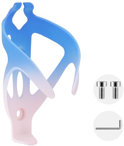 AOOSA Porte Bidon de Vélo, Porte Bidons VTT Légers, Durables Support Gourde Vélo avec Outil à Vis, Antidérapant Porte Bouteille Universelle pour VTT/Vélo de Route/Porte Gourde Vélo, Dégradé Bleu-Rose