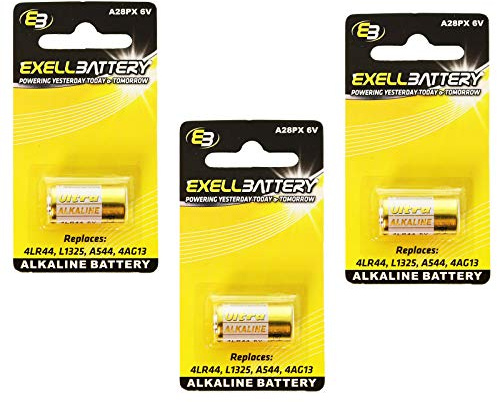3X Exell A28PX Alkaline 6V Battery for Innotek CKC-25W Replaces PX28A, A544, 4LR44, K28A, V34PX, 7H34, 4NZ13, V4034PX, L1325, 4G13, 4034PX, PX28AB, 1414A