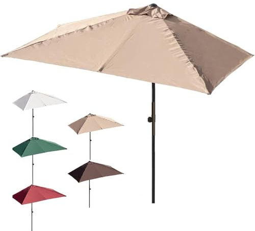 Ombrellone da esterno rettangolare, da giardino, da parete, per balcone, parasole a manovella (cachi, 250 x 130 cm), perfetto per terrazze e terrazze