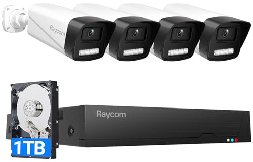 PoE Security Camera System, 4pcs Wired 3MP Outdoor IP Cameras with Color Night Vision, AI Human Detection, Two-Way Audio, 4K 4CH NVR with 1TB HDD for 24-7 Recording, No Monthly Fee