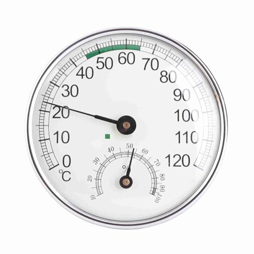 Niiyen Termoigrometro, Termometro per Sauna 2 in 1 0‑120°C, Igrometro Meccanico per Interni ad Alta Precisione con Scala Chiara
