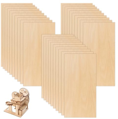 30 PCS Craft Plywood Sheets, 200x100x1.5mm Basswood Sheets Wood Thin Plywood Board Balsa Wood Sheet for Laser Engraving Painting DIY Home Decor