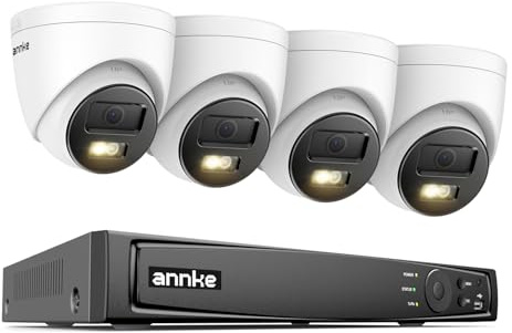 ANNKE 12MP PoE Überwachungskamera Set, 4X 12MP PoE IP Kamera mit Spotlights, Personen-/Fahrzeugerkennung, Fernzugriff, 8CH NVR Kamera System für 24/7 kontinuierliche Aufzeichnung (NO HDD)