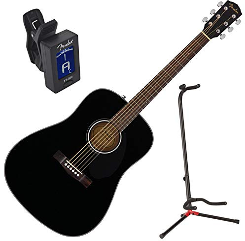Fender 0961701006 cd-60s Solid Top Akustikgitarre schwarz W/Ständer und Tuner