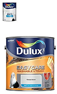 Dulux Matt Paint, 2.5 L (Pure Brilliant White) ) Easycare Washable and Tough Matt (Goose Down)