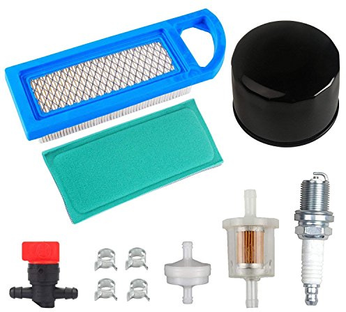Carkio 794422 795115 Luftfilter Ölfilter Kraftstofffilter Zündkerze Absperrventil für Briggs & Stratton 698083 697153 697014 797008 Intek 15.5 und 17-17.5HP Traktormotor John Deere Toro Rasenmäher