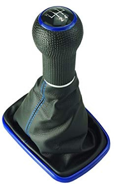 Do!LED DoLED Schaltsack Schaltknauf blauer Rahmen blaue Naht blaue Kappe 5 Gang für 12 mm Schaltgestänge kompatibel/Ersatzteil für VW Golf 4 Bora
