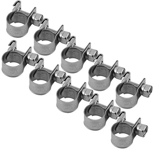 Schlauchschelle, Fydun 10 Stück Edelstahl Mini Kraftstoffleitung Rohrschellen Clip 6mm-20mm Schlauchklemmen für Dünnwandige Schläuche in Kleinen Größen wie Luftschlauch, Wasserleitung(8-10Mm)