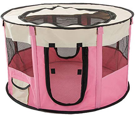 PJDDP Welpenlaufstall Tierlaufstall Faltbar Haustier Laufstall Tier Laufstall Tragbare Mit Abnehmbarem Boden Für Kleintiere Wie Hunde, Hasen, Katzen,Kleintiere,Rosa,S