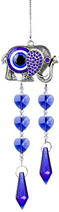 Turkish Evil Eye Blue Crystal Fengshui Suncatcher Garden Prism Window Hanging Rainbow Christmas Decoration With Elephant Style(1 pc)