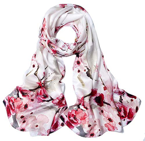 ANDANTINO - Bufanda larga de 100% seda de morera para mujer, chal grandes para la cabeza y el cuello, envoltura alargada para el cabello con paquete de regalo, Large