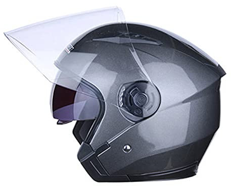 Jet Motorrad-Helm Erwachsener Motorradhelm Rollerhelm Mit Doppelvisier Jethelm Herren & Damen Atmungsaktiver Mopedhelm Scooter Moped Mofa Helm Offenes Helm ECE/DOT Zertifiziert,Grau,L