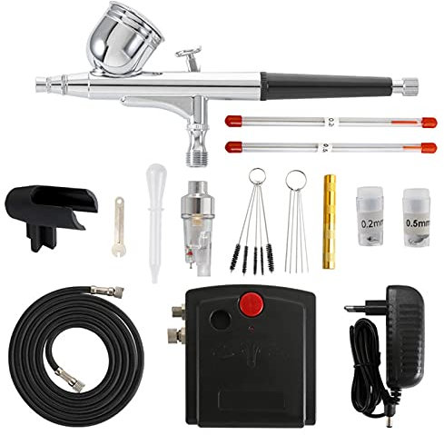 Professionelles Airbrush-Set, leise Airbrush-Set für Kuchen, Nail Art, Bodypainting und Tattoo-Spray, mit Mini-Kompressor und Airbrush Reinigungsset