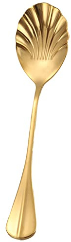 Anawakia Kreative Edelstahl Muschelform Dessertlöffel Teelöffel Teelöffel Muschel-Form Esstisch Mischlöffel Dessert Kaffee Zuckerlöffel (Gold,1)