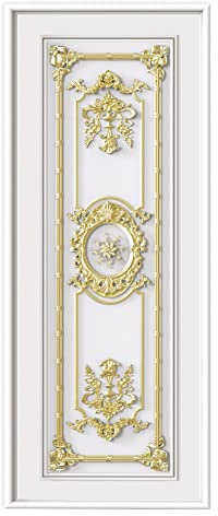 TüRtapete Selbstklebend TüRposter TüRaufkleber Tapete, Wandaufkleber für Schlafzimmer, Heimdekoration, wasserdicht, entfernbar, Premium Vinyl Upgrade, barocker weißgoldener Klassiker