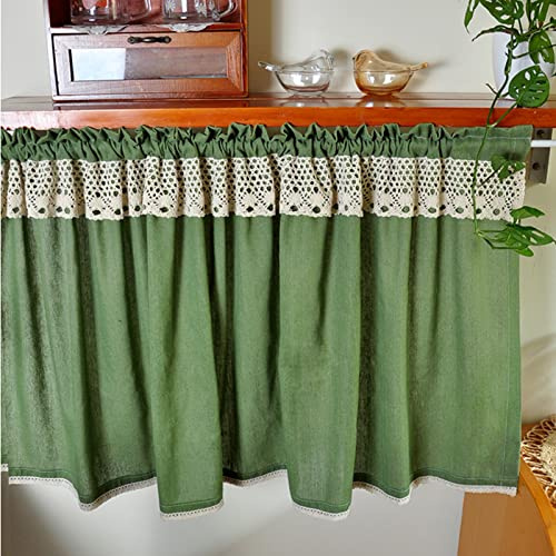 YQMHEZ Tenda Corta Mezza Oscurante, Tende da Cucina Verdi, Tenda da Bistrot retrò, per Sala da Pranzo, Camera da Letto, Balcone, Bagno, Café Decorazioni (Size : W140xH60cm/55.1x23.6in)