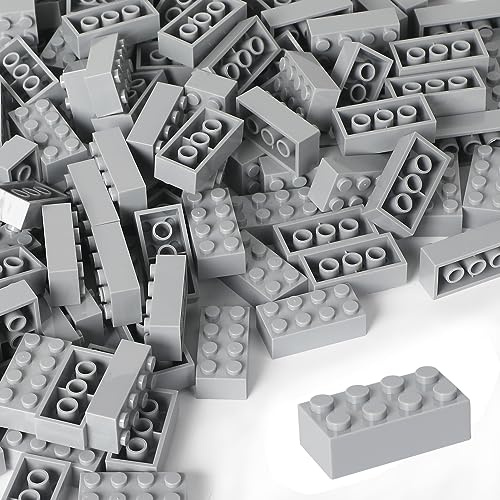 ekuzi Bausteine 121 Stück 2x4 Hellgrau, Klassische Bausteinsteine Kompatibel mit Lego Classic, STEM Creative Building Block Spielzeug für Kinder