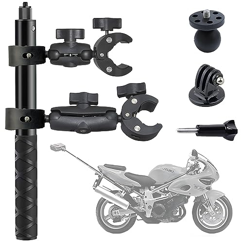Higatful Motorrad-Lenkerklemmhalterung mit 119,4 cm unsichtbarem Selfie-Stick, kompatibel mit Insta360 ONE X3 X2 X RS R Go 2 3 Action-Kamera