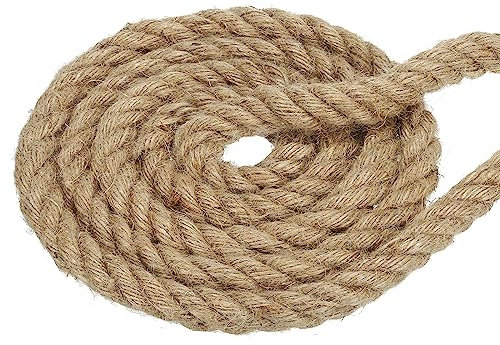 PATIKIL 3/4 Pulgadas 49.2 Pies Yute Cuerda, Natural Manila Cuerda 4 Hilos Torcido Grueso Pesado Cordel Cuerda para Tirar y Aflojar Jardinería Hogar Decoración
