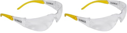 Dewalt DPG54-1D PROTECTOR Clear High Performance Lightweight Protective Safety Glasses With Wraparound Frame -Yellow/Clear (Packaging may vary) (Pack of 2)