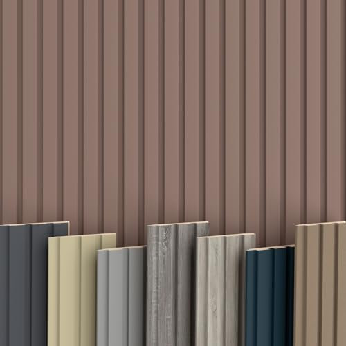 BEATS Lamellen 2,75m HEXIM - MDF Holz Lamellenwand Wandpaneele Lamellenverkleidung Wandverkleidung Lamellenpaneele Holzpaneele Natur (16 Paneele & Zubehör, Beats De Luxe Mauve)