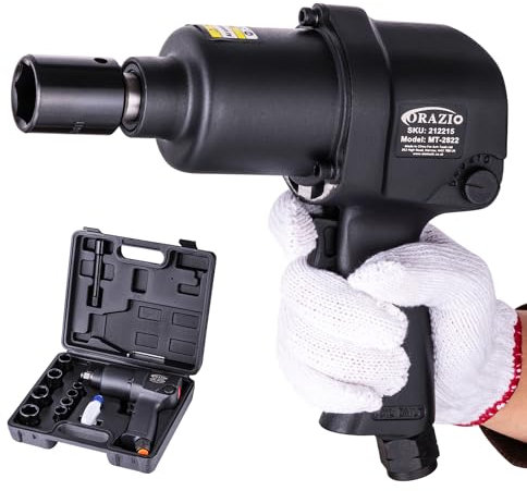 ORAZIO Air Impact Wrench Set 1/2 Twin Hammer 720NM with 8 Sockets 12-24mm, Professional Garage Car Truck Wheel Tyre Bolts Removal Installation Pneumatic Toolkit 212215