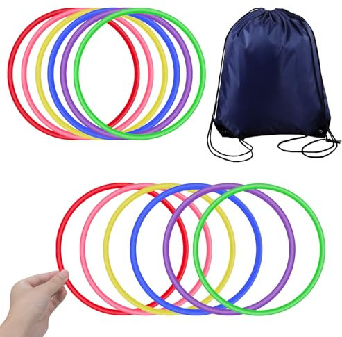 OOTSR 12 Stück Kunststoff Toss Ringe Set für Ring Toss Spiel, Drinnen draußen Kinder Target Übungsspiele, Party Favor Spiele, Karneval, Garten (6 Farben, 18cm)